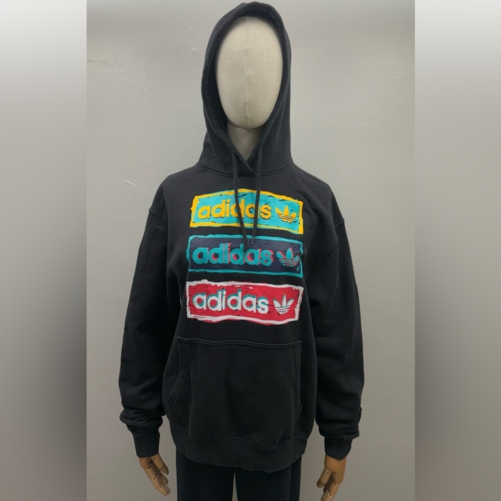 Adidas Black Hoodie with Colorful Logo Unisex - Picture 2 of 13